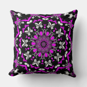 Shock rosa Black White Petal Graphic Mönster Pillo Kudde