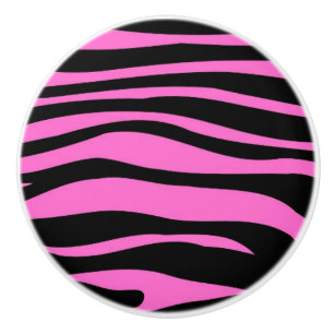 Shock rosa Black Zebra Animal Print Mönster Knopp