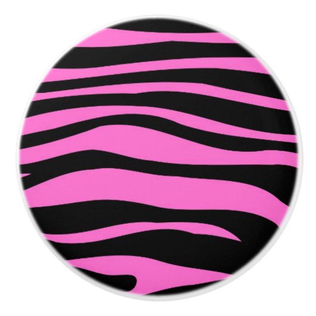 Shock rosa Black Zebra Animal Print Mönster Knopp (Framsidan)