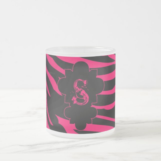 Shock rosa Black Zebra Frosted Glass Coffee Mugg K (Center)