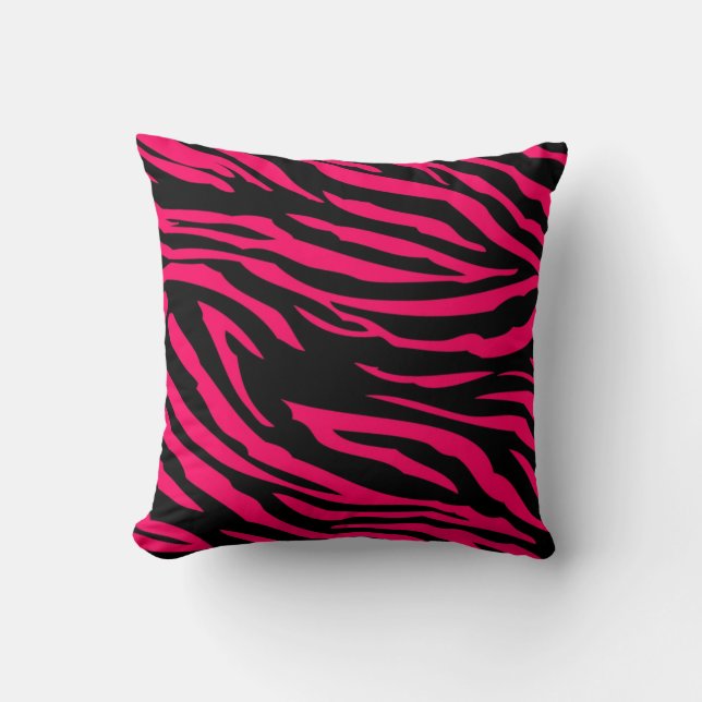 Shock rosa Black Zebra tryck Couch Dekorativ kudde (Framsida)