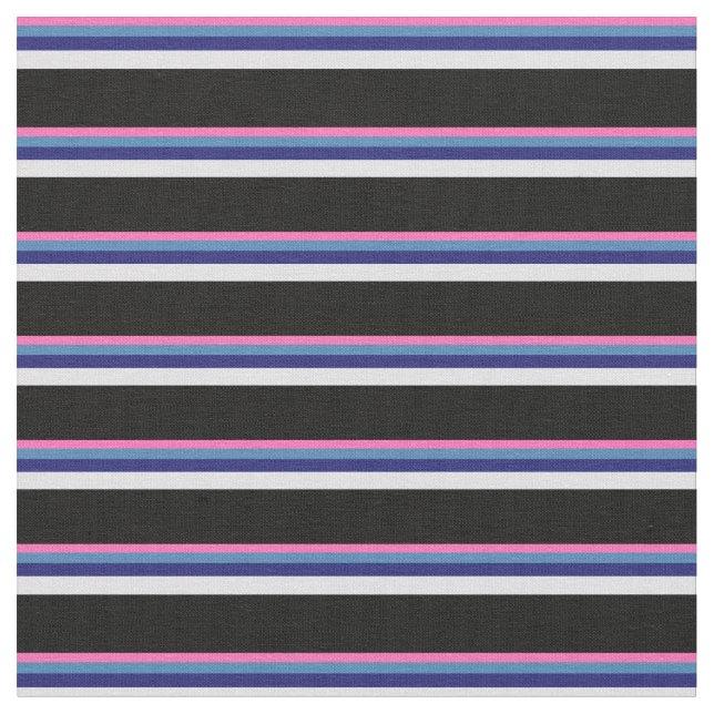 Shock rosa, blått, Midnight Blue, Lavender & Black Tyg (Närbild)