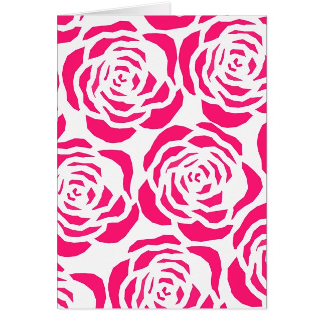 shock rosa blomkonturer hälsningskort (Framsidan)