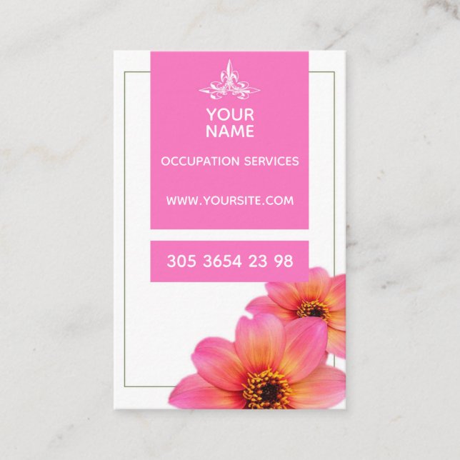 Shock rosa blomma - Affärskort Visitkort (Framsida)