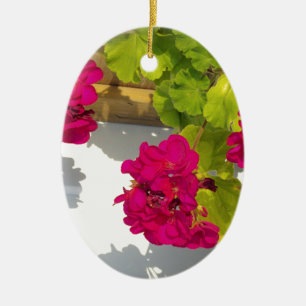 Shock rosa blommigt Blommor Rosa Geranium Julgransprydnad Keramik