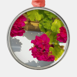 Shock rosa blommigt Blommor Rosa Geranium Julgransprydnad Metall