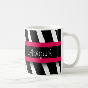 Shock rosa Blommigt Gem & Zebra mönstrad Kaffemugg