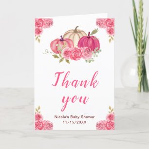 Shock rosa Blommigt Pumpkins Baby Shower Tack Kort