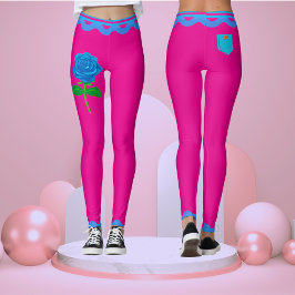 Shock rosa Blommigt Ro Fashionable Exercout Workou Leggings