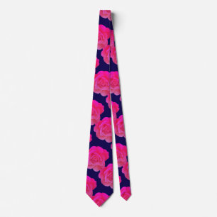 Shock rosa Blommigt Ro Flowers Navy Blue Gift Favo Slips