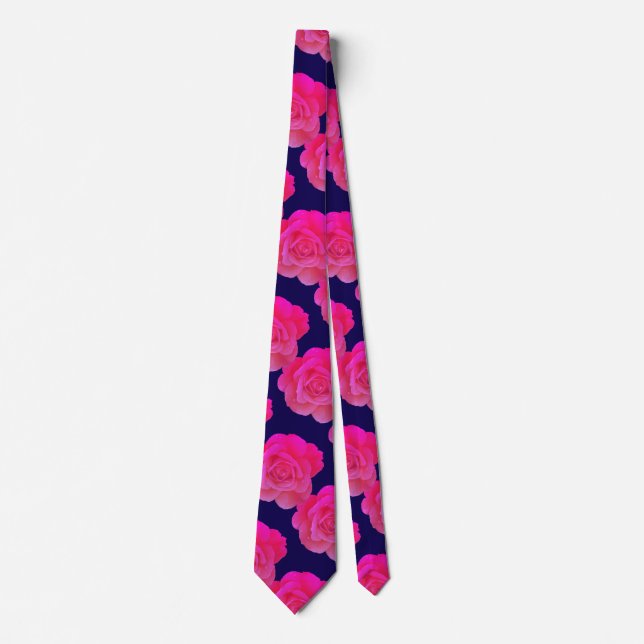 Shock rosa Blommigt Ro Flowers Navy Blue Gift Favo Slips (Framsida)