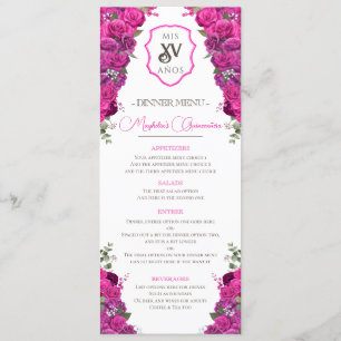 Shock rosa Blommigt Western Charro Quinceañera Par Meny