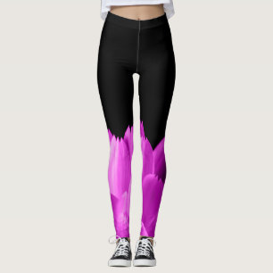 Shock rosa-blommor på svart leggings