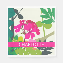 Shock rosa Blooming Geraniums Florist-eget namn Pappersservett