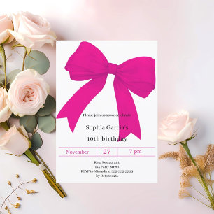Shock rosa bog modern flickfödelsedag inbjudningar