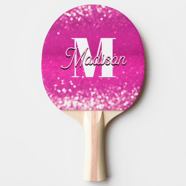 Shock rosa Bokeh Monogram Pingisracket (Framsidan)