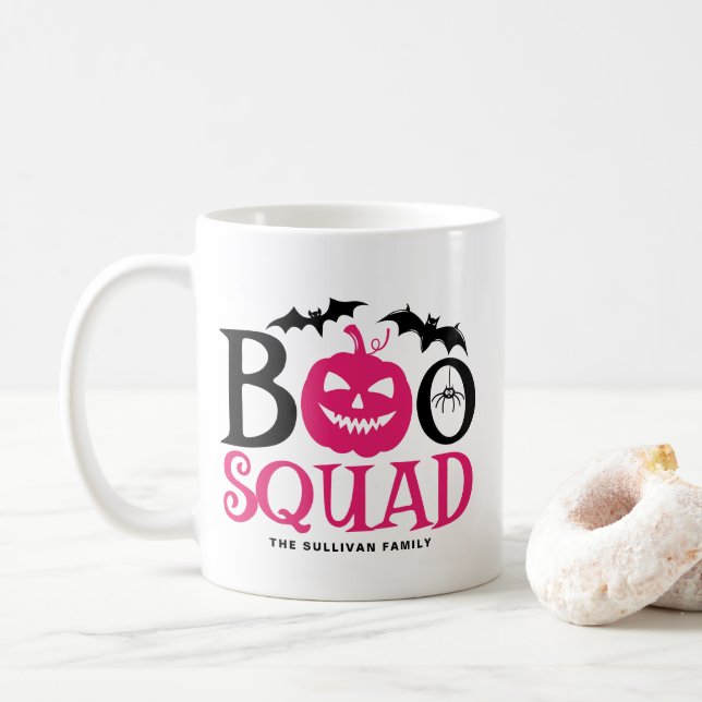 Shock rosa Boo Squad Spooky Lettering Halloween Kaffemugg (Med munk)