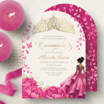 Shock rosa Butterflies Blommigt Tiara Quinceanera