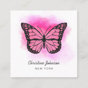 shock rosa butterfly fyrkantigt visitkort