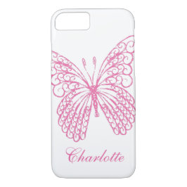 Shock rosa Butterfly iPhone 7 Fodral