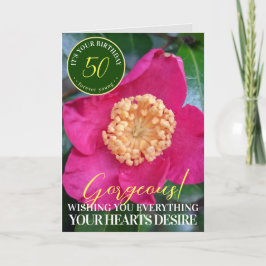 Shock rosa Camellia Flower Grattis på födelsedagen Kort