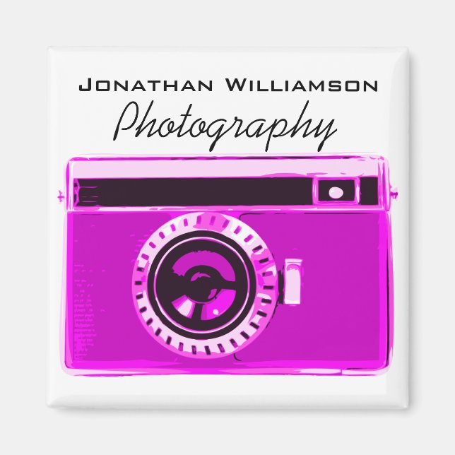 Shock rosa Camera Photography Business Magnet (Framsidan)