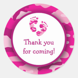 Shock rosa Camo Baby Shower Stickers / Camouflage Runt Klistermärke