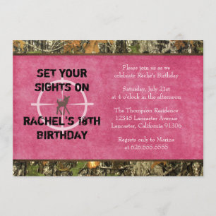 Shock rosa Camo Photo Birthday-inbjudan - rolig Inbjudningar