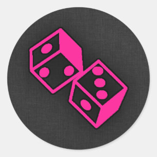 Shock rosa Casino Dice Runt Klistermärke