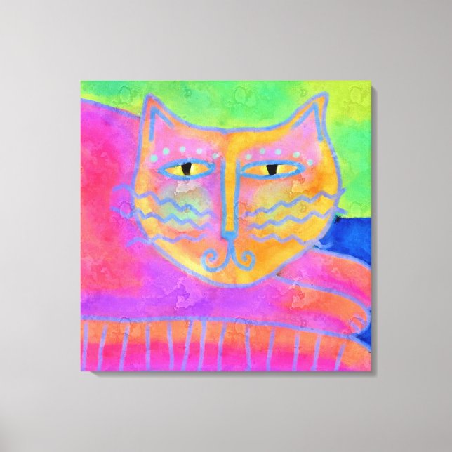 Shock rosa Cat-Abstrakt, målning Canvastryck (Framsida)