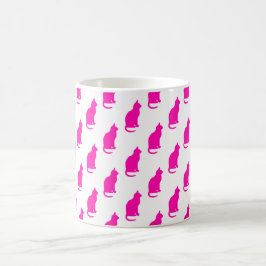 Shock rosa Cat Mönster Cats Struktur White Kaffemugg