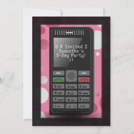 Shock rosa Cell Mobil Tonåring Födelsedagsfest inb Inbjudningar