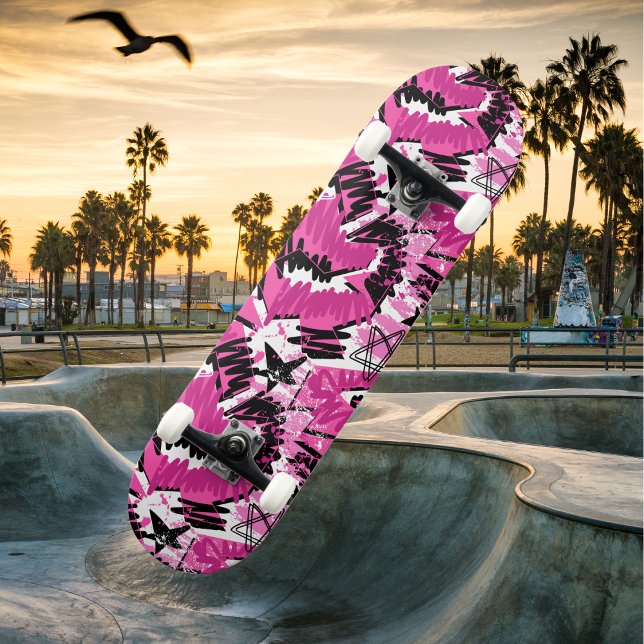 Shock rosa Chaos - Bright Rosa Tropical Mini Skateboard Bräda 18,5 Cm (Hot Pink Chaos - Likoca Beach)