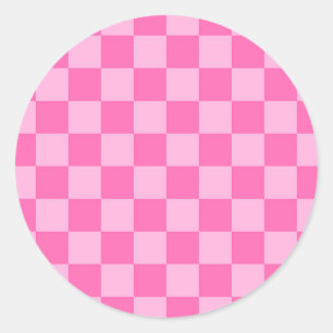 Shock rosa Checkboard Runt Klistermärke