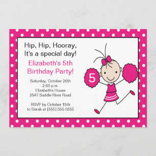 Shock rosa Cheerleader Cheer Birthday-inbjudan Inbjudningar