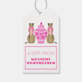 Shock rosa Cheetah Chinoserie Gift Märkre Presentetikett