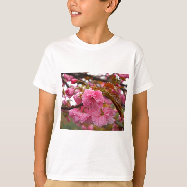 Shock rosa Cherry Blommar Flowers T Shirt (Framsida)