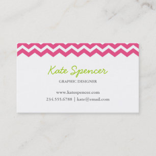 Shock rosa Chevron och Polka Dot Visitkort