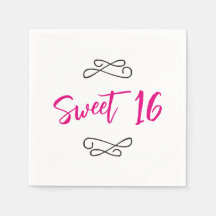 Shock rosa Chic Doodle Modern Script Sweet 16