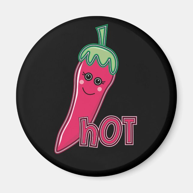 Shock rosa Chili Pepper Magnet (Framsidan)