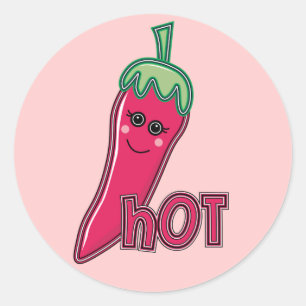 Shock rosa Chili Pepper Runt Klistermärke