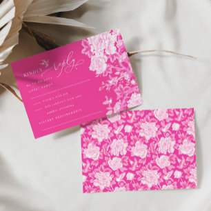 Shock rosa Chinoiserie Blomsterträdgård Bröllop OS Kort