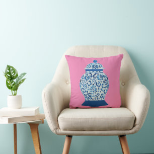 Shock rosa Chinoiserie Ginger Burk Burk Dekorativ Kudde