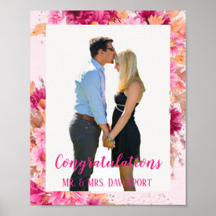 Shock rosa Chrysanthemum Kärlek i Bloom Anpassning Poster