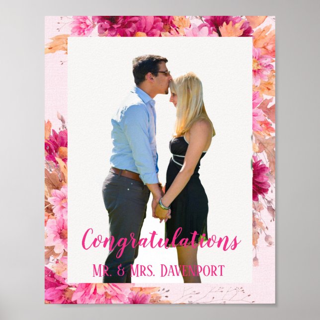 Shock rosa Chrysanthemum Kärlek i Bloom Anpassning Poster (Framsidan)