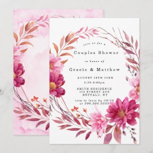 Shock rosa Chrysanthemum Par Shower-inbjudningar