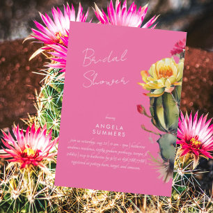 Shock rosa Colorful Cactus Inbjudningskort för möh