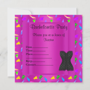 SHOCK ROSA CONetti BACHELORETTE PARTY-ANBUDSINFORD Inbjudningar