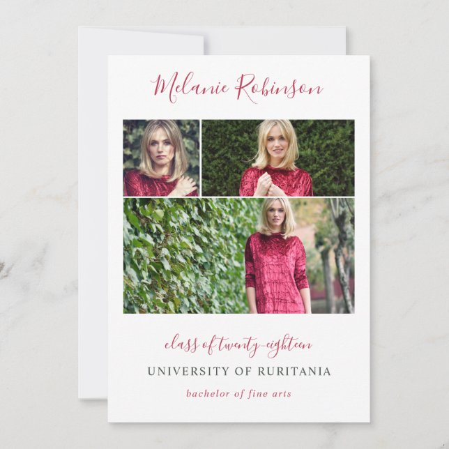 Shock rosa Confetti 3 Foton Studenten-meddelande Meddelande (Framsida)