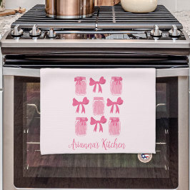 Shock rosa Coquette Pickle Burk och Bow Personlig Kökshandduk